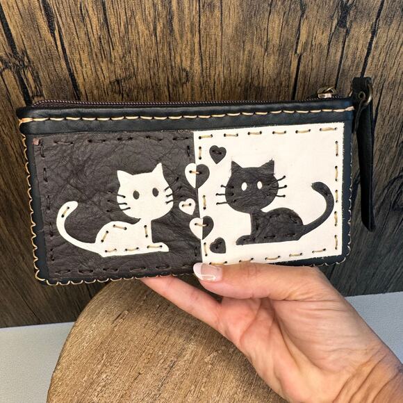 Genuine Leather Wallet Wristlet Cat Purse Card Holder NEW FAST SHIP - Picture 3 of 7